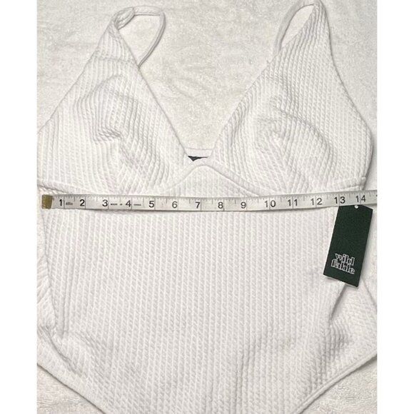 NEW Wild Fable Womens Bodysuit White Ribbed Adj Strap LARGE - Picture 1 of 3